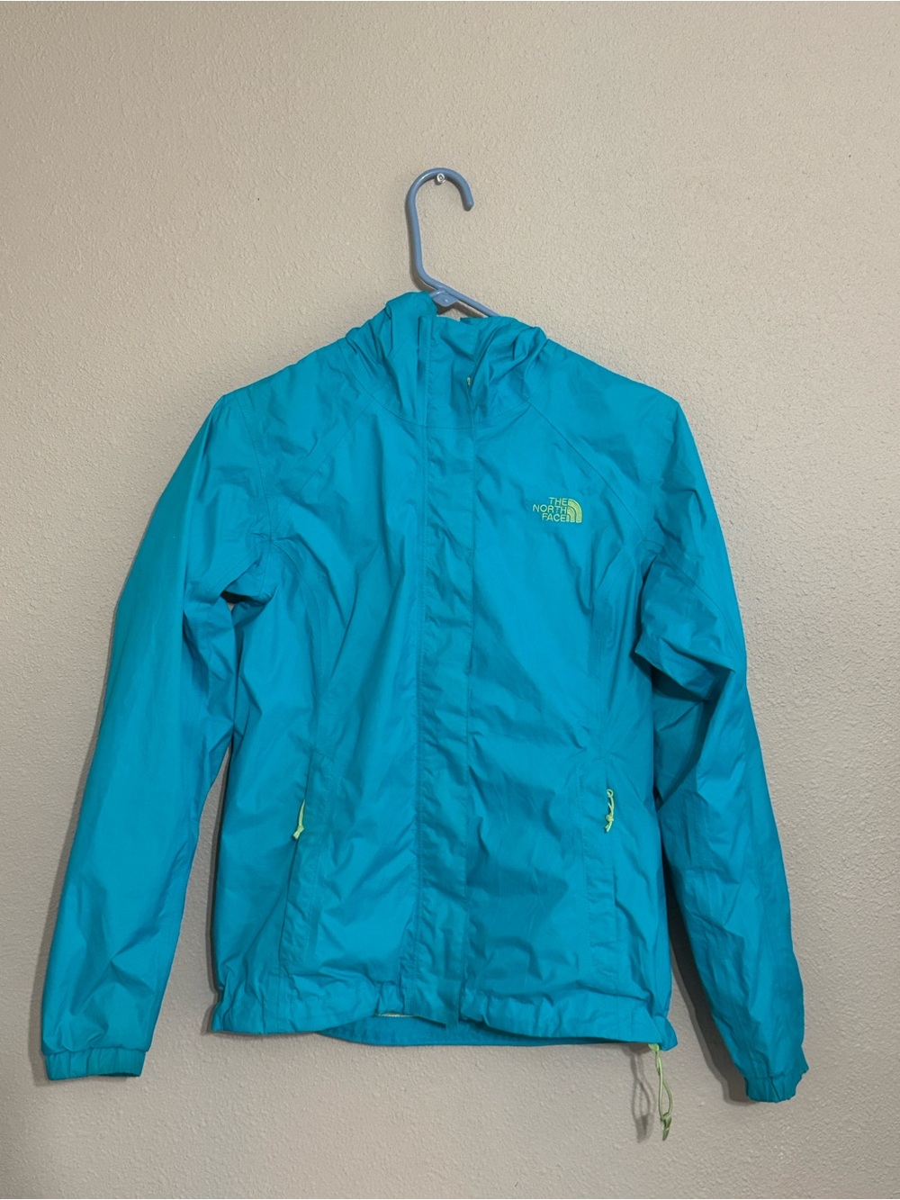 The North Face Bright Teal Hooded Rain Jacket